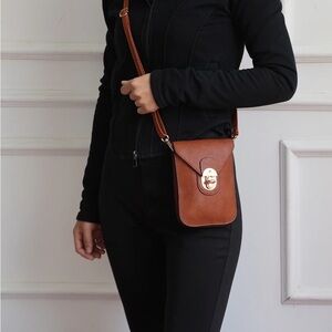MKF Collection Kianna Phone Crossbody Bag Vegan Leather Brown Mia K